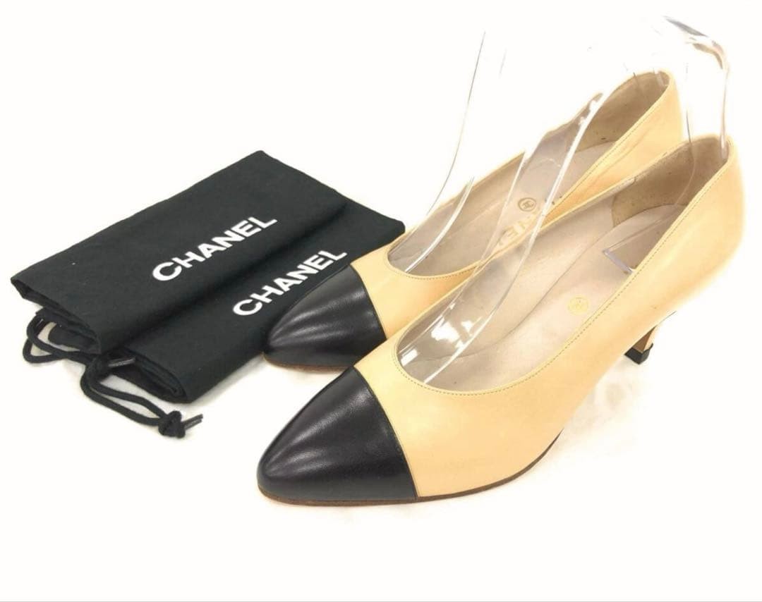 Chanel High Heel Pumps Shoes Bicolor Size 36.5 US About 6.5 For Women thumbnail 12