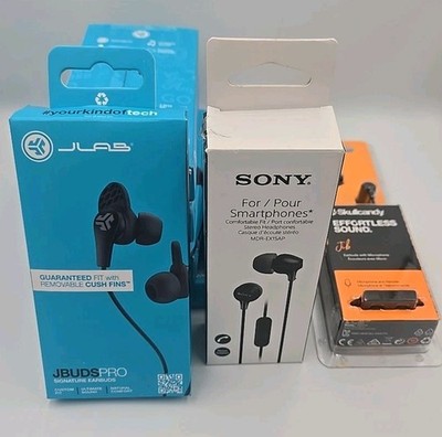 Mixed Lot of 9 Sony JLab and Skullcandy Headphones with Mic 3.5mm Wired - Black