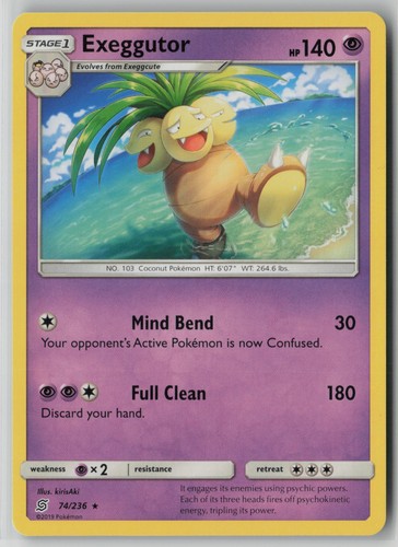 Exeggutor 74/236 Pokemon Unified Minds Rare Card Lightly Played (LP) 1