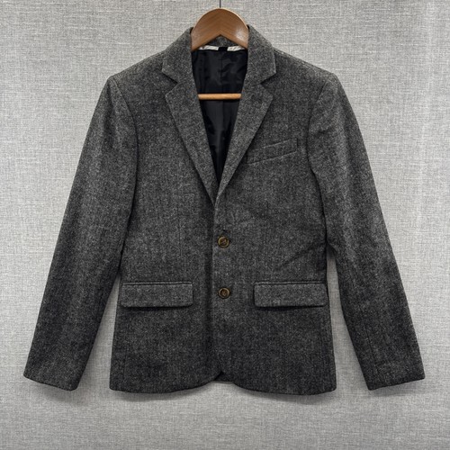 NEW J Crew Crewcuts Ludlow Blazer Boys 14 Gray Herringbone Wool Formal Jacket