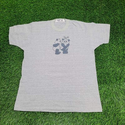 Vintage 80s Cute Panda Shirt Womens XL 22x28 Gray