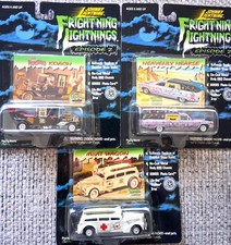 1999, Lot of 3 Johnny Frightning Lightning Munsters Koach, Hearse, Meat Wagon