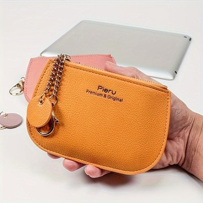 Casual Coin Purse Ultra-thin Textured Fashion Zipper Mini Wallet 
