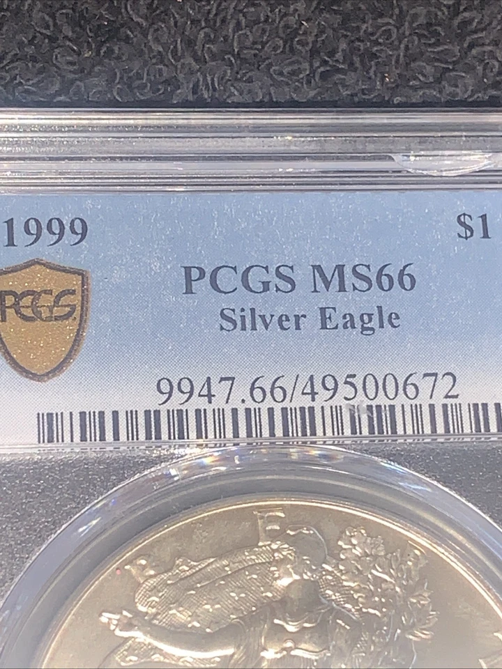 1999 Silver Eagle $1 PCGS MS66 1 oz Coin Monster Toner On Back Side - Image 4 of 4
