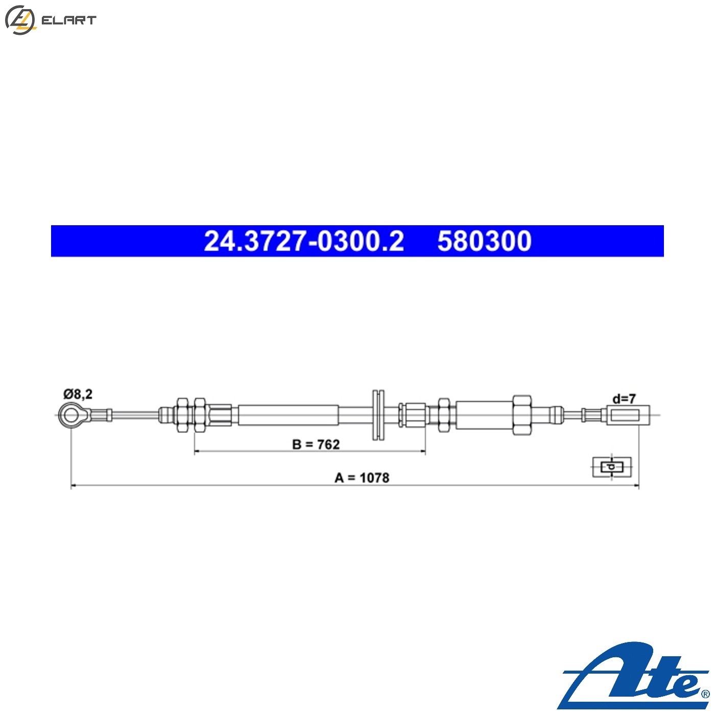 CABLE PULL PARKING BRAKE 24.3727-0300.2 FOR PEUGEOT BOXER/Bus/Van FIAT 2.8L 4cyl