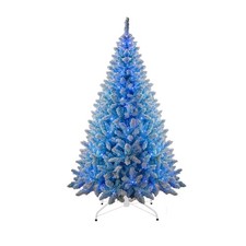 4FT-8FT Christmas Tree Prelit Snow Flock Blue Artificial Pine Holiday Home Decor