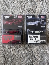 Mini GT 1:64 Lamborghini Aventador SVJ RARE Lot Of 2 Red #198 & White #224