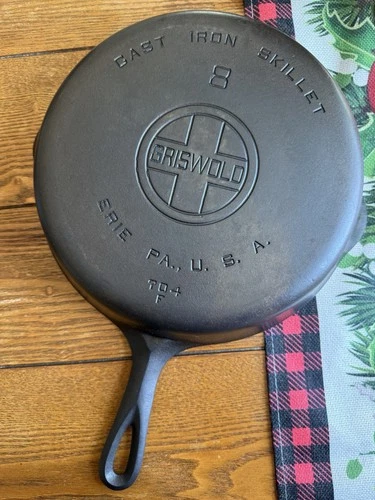 Griswold #8 Large Block Logo Cast Iron Skillet Smooth Bottom 704 *RESTORED*