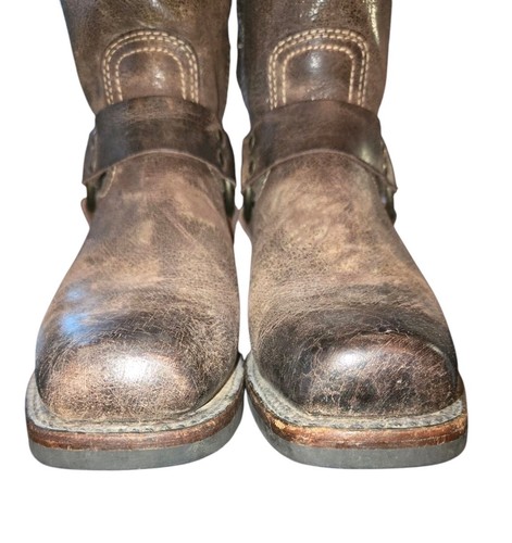 Frye Herren 8R Harness Braun Abgenutzt Gealtert Leder Motorrad Reitstiefel Größe 8,5 - Bild 3 von 12
