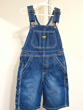 OshKosh B'gosh Blue Denim Shortalls Overalls Shorts 5T Unisex Kids 100 Cotton