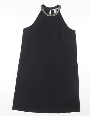 Schwarzes ärmelloses Perlenkleid für Damen von H&M, Größe 8