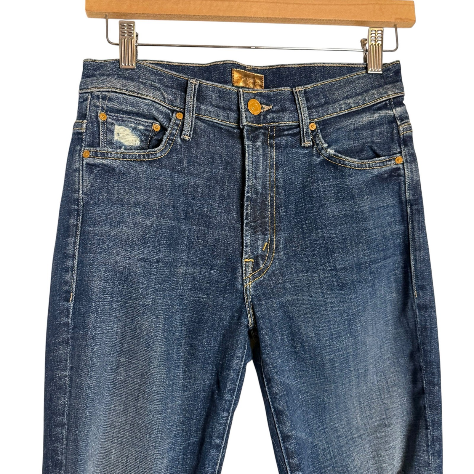 Mother Insider Crop Step Fray Distressed Wildflower Boot High Rise Jeans 26 image 5