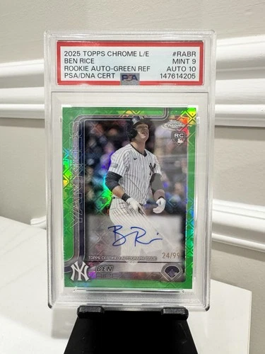 2025 Topps Chrome Logofractor Ben Rice Rookie Auto Green /99 PSA 9 AUTO 10