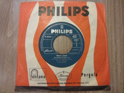 BRIGITTE BARDOT 7'' 45 UNE HISTOIRE DE PLAGE/NE ME LAISSE PAS L'AIMER vinyl VG