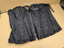 Adore Me Corset Top Womens Extra Large Jacquard Floral Black Lace Up Zipper 3XL