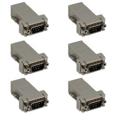 6x DB9 9 Pin RS232 Serial Port Male to RJ45 Network Adapter Modular Preassembled