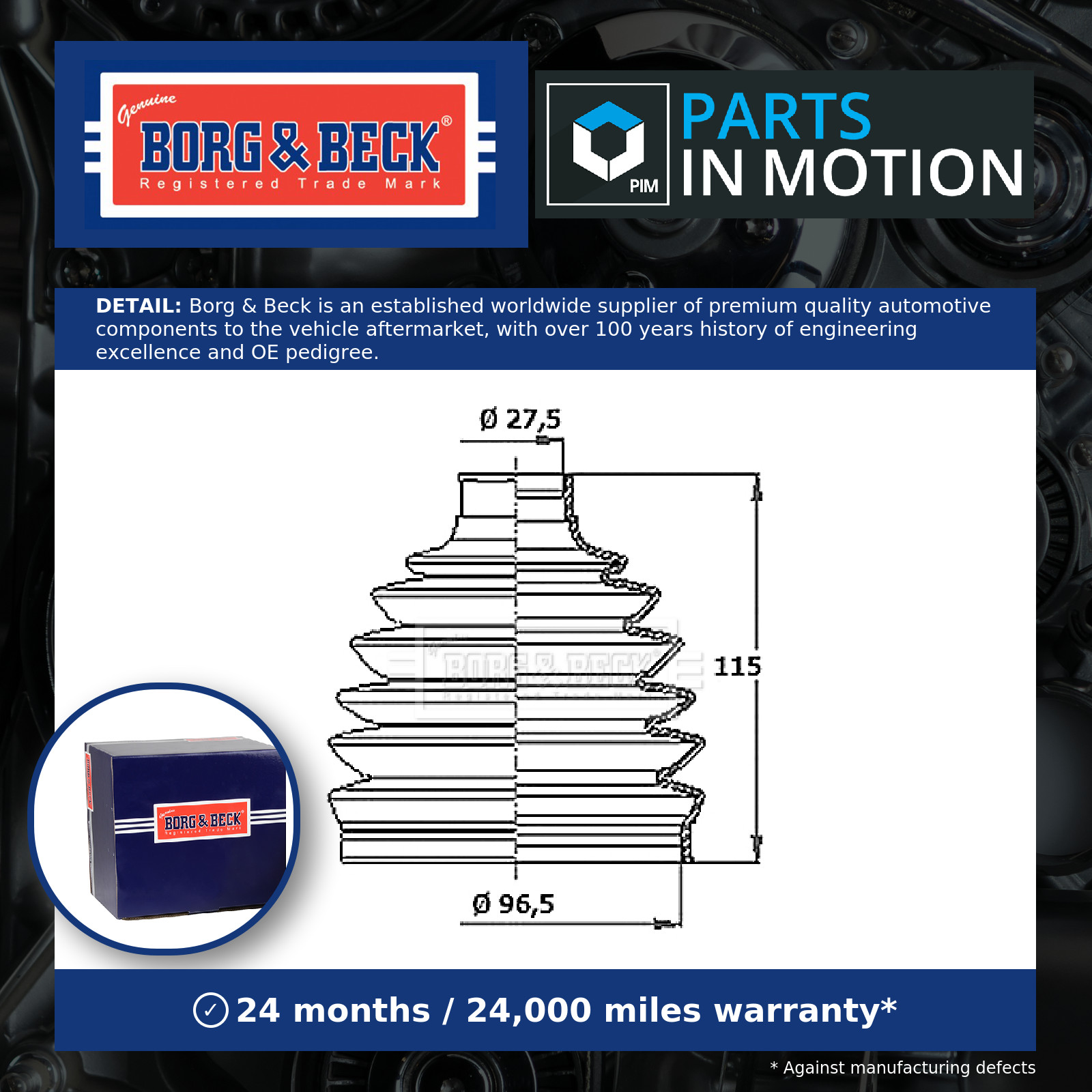 CV Joint Boot BCB6411 Borg & Beck C.V. Driveshaft Gaiter 1K0498203C 7L0498203