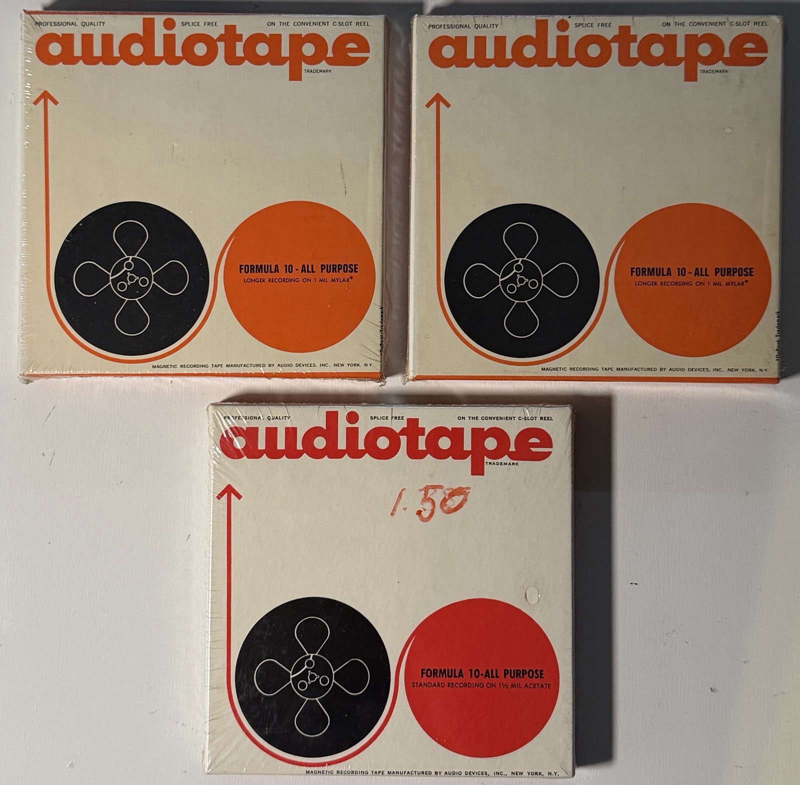 Audiotape Formula 10 - Type 961 Mylar (2) & Type 651 Acetate (1) - NOS - SEALED!