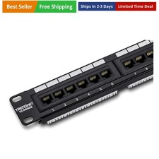24-Port Cat6 Unshielded Patch Panel, Wallmount or Rackmount, Compatible with ...