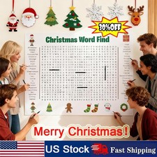Jumbo Christmas Word Search Poster, Giant 36"x24"inch Wall Game For Families