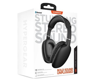 HyperGear VIBE Over-Ear Wireless Headphones Black Padded Ear Pad - NEW IN BOX