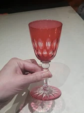 Wine Glass, American Brilliant Period Cranberry Red Cut to clear Crystal Webb?