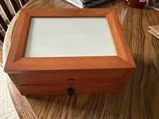Wooden Photo Box Holds 40 4x6 Photos With Bottom Drawer