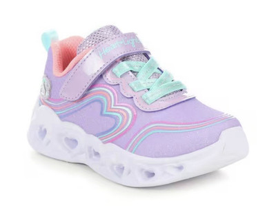 SKECHERS Girls Lightweight LED Light-Up Low Top Sneakers Hook & Loop 7 (13cm)