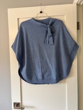 Talbot's Women's Sky Blue Sweater Pullover Cape with Tie Neckline Size M