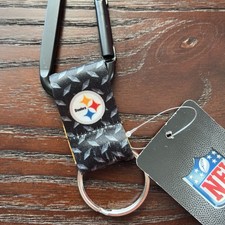 NFL Pittsburgh Steelers Black Carabiner Lanyard Keychain Fob Holder 5-inch NEW