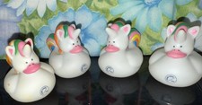 4 Rainbow Unicorn Duck Rubber Ducky 2 Collectible Bath Toy