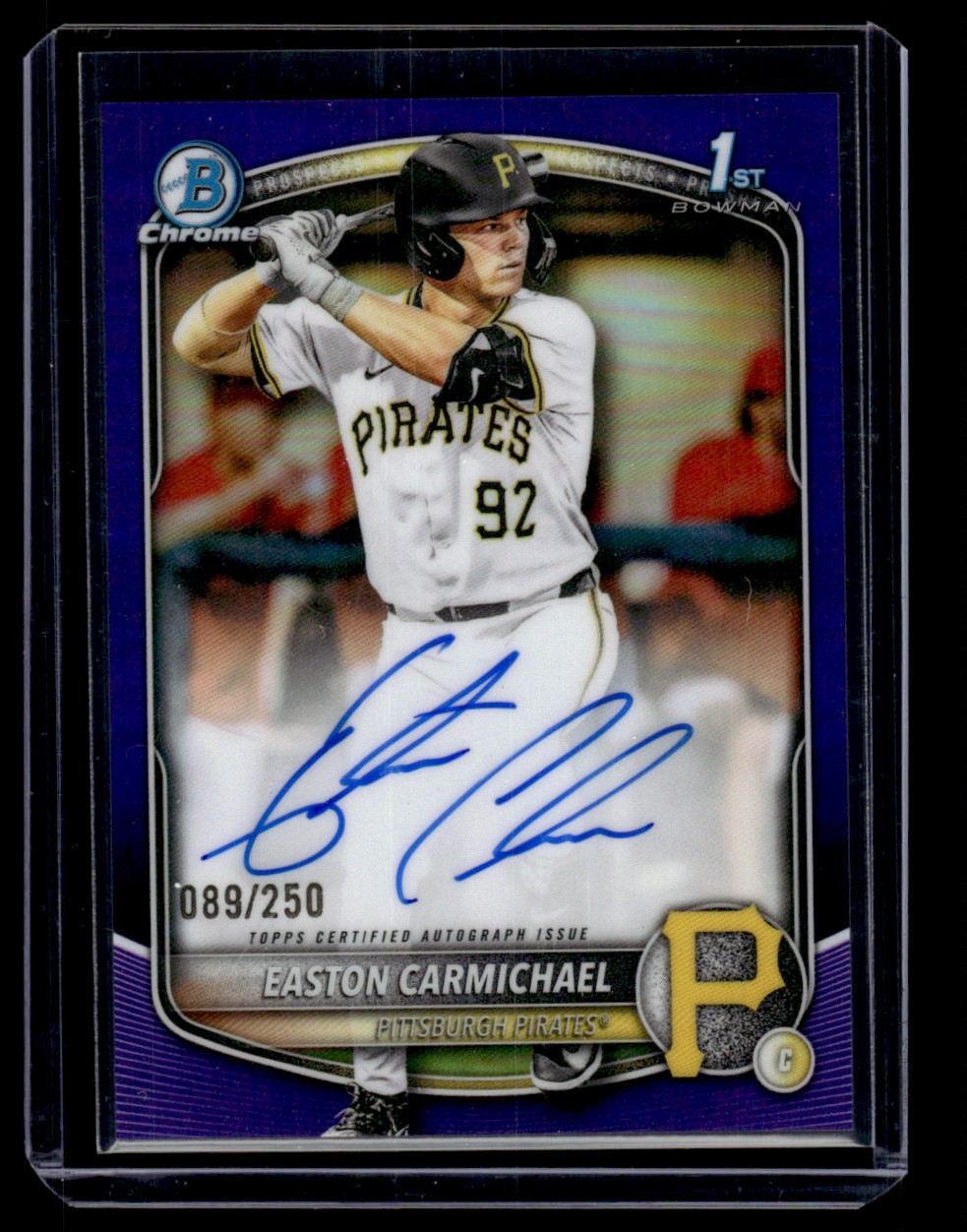 EASTON CARMICHAEL 2025 BOWMAN DRAFT CHROME PURPLE REFRACTOR AUTO 089/250