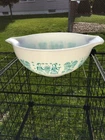 PYREX Aqua Amish Butterprint Cinderella Mixing Bowl Ovenware 443 USA 2 1/2 Qt