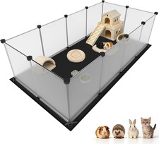 Guinea Pig Cage with Waterproof Mat  12 Transparent Panels, Bunny Enclosure ...