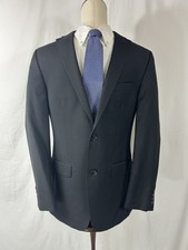 Marc Anthony Mens 2 Button Black Wool Slim Fit Suit Jacket Blazer 38R