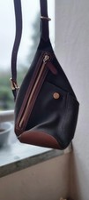 Mismo Drop CROSSBODY Schultertasche Leder / Baumwolle Grün/Braun Neu