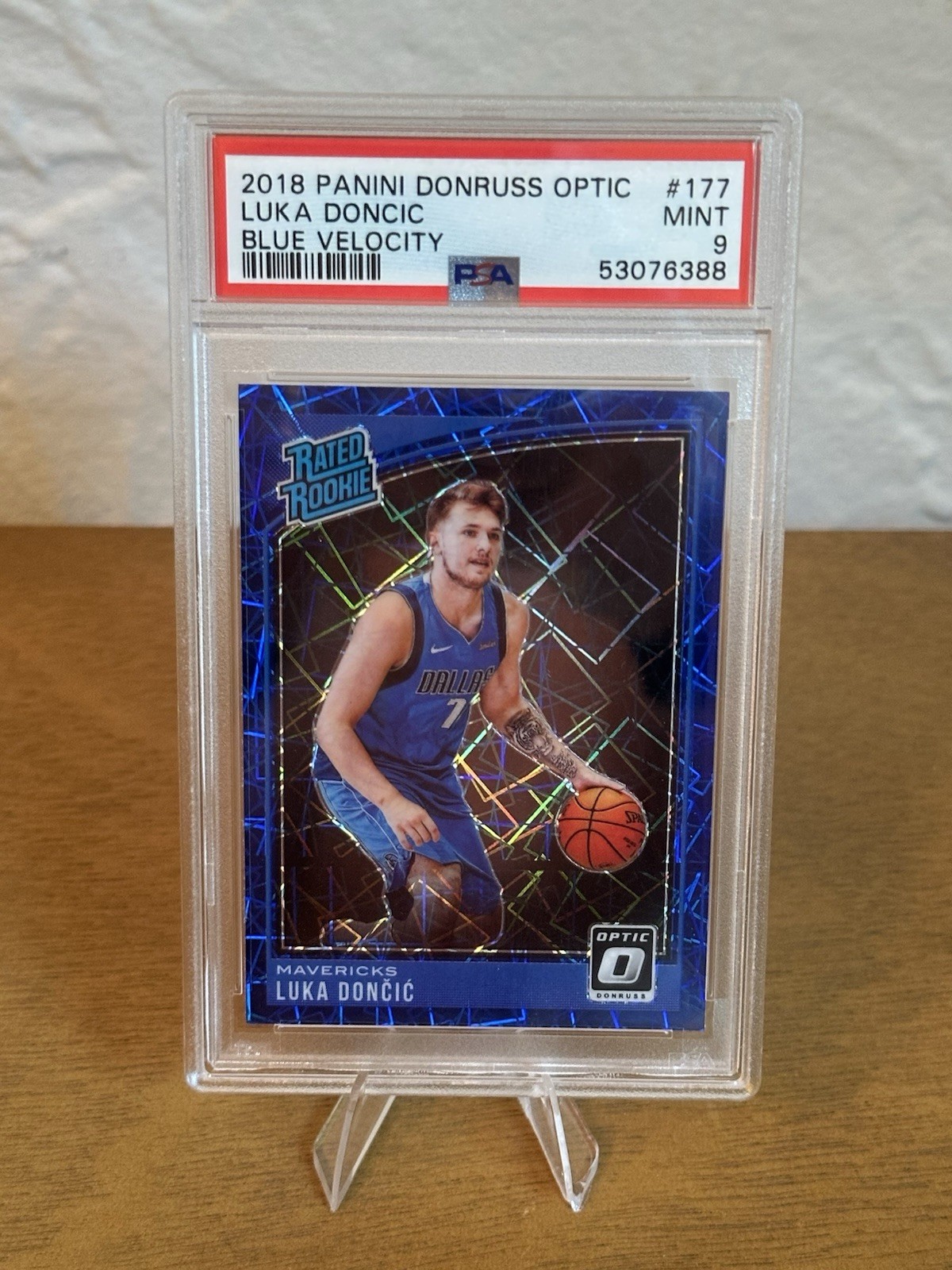 Luka Dončić 2018 Panini Donruss Optic - Rated Rookie #177 Blue Velocity PSA 9