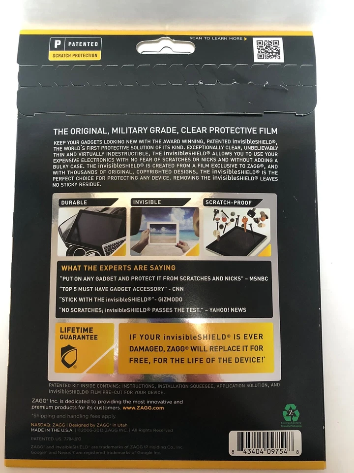 ZAGG Invisible Shield Screen & Scratch Protector ~ Samsung Galaxy Nexus 7” ~ NEW - Image 2 of 4