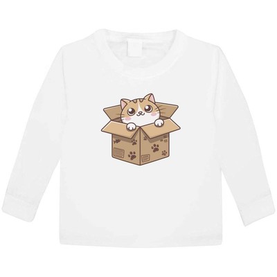 ''Box Cat'' Kinder / Kinder Langarm T-Shirts Baumwolle (KL050367)