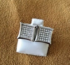 Sterling Silver .925 Square CZ Pave Earrings
