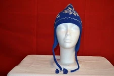 Polo Ralph Laure Mens Knit Moose Shetland Intarsia Beanie Blue/White Ski Cap NWT