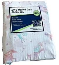 Unicorn Sheet Set Twin-TwinXL Soft Microfiber Flat Fitted  Pillowcase Your Zone