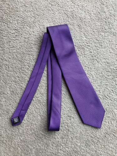 Thomas Nash Mens Tie Purple Striped Polyester Necktie - Afbeelding 1 van 4