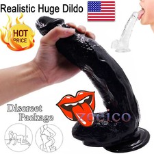 Silicone HUGE Dildo Realistic Dong Thick Big Penis Anal G-spot Sex Toy Women Men