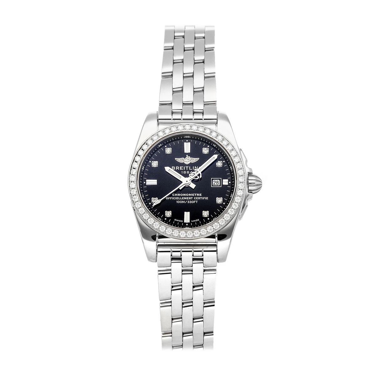 Breitling Galactic 29 Sleek Quartz Steel Diamonds Ladies Watch