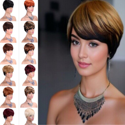 100% Human Hair Wigs Pixie Cut Wig Short Straight Wigs for Women Natural Looking
