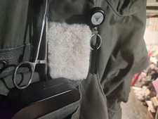 FLY FISHING PATCH Real leather shearling wool  Flies Holder 2.5 X 3 in