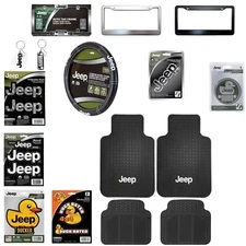 JEEP Tough Car Truck Rubber Floor Mats Decal License Frame Key Chain Gift Set