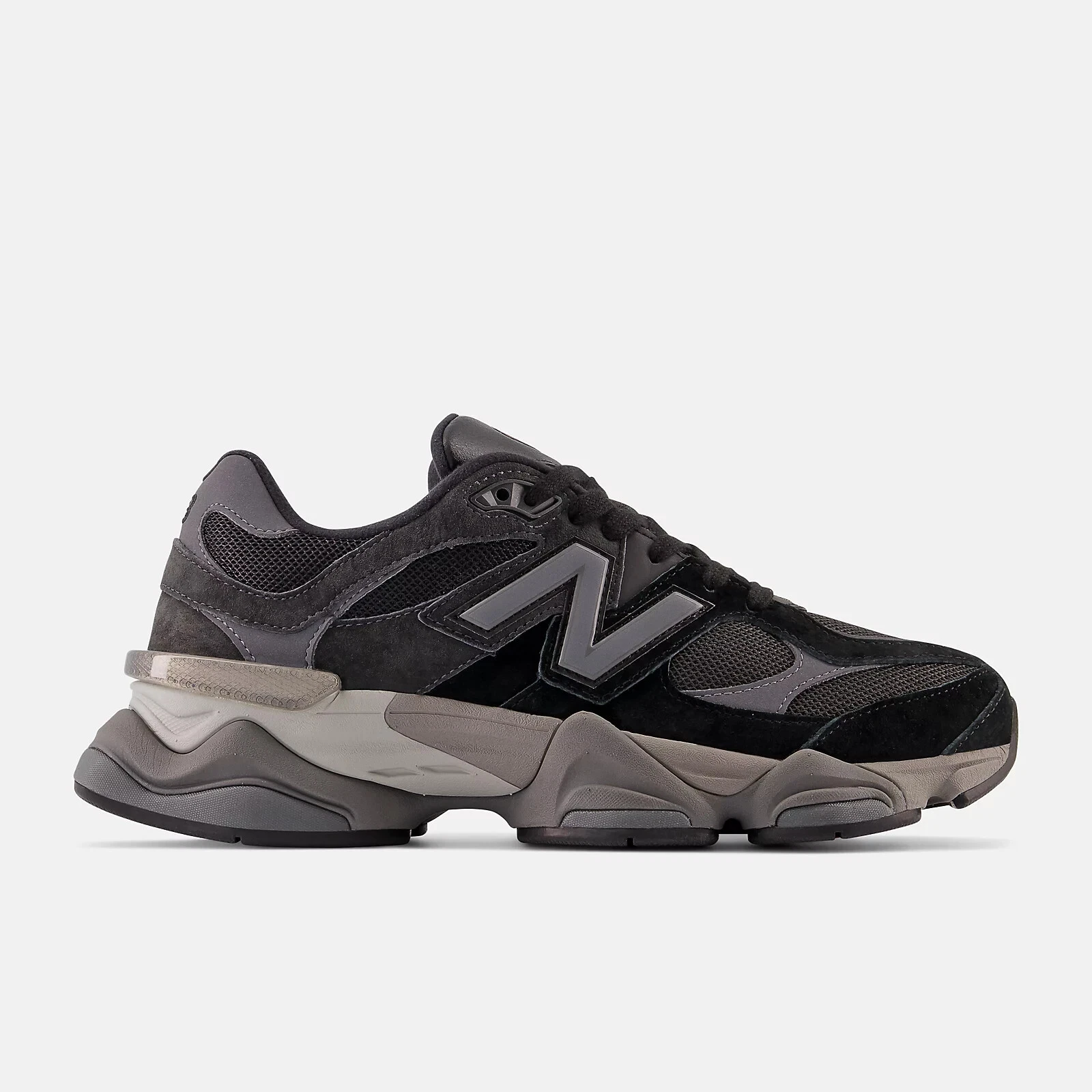 New Balance Unisex 9060 Shoes in Black with Castlerock and Rain Cloud