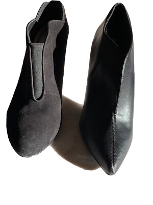 TWO PAIR ANKLE BLACK BOOTS ADRIENNE VITADINI SUEDE  SZ 11 /LEVITY LEATHER  SZ10M